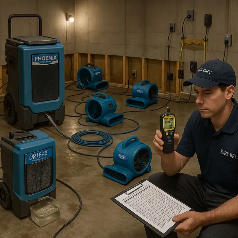 Structural Drying and Dehumidification process in Sandston, VA